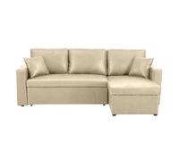 Bestmobilier - Cyrus - Canapé d'angle réversible 4 Places - Convertible avec Coffre - en Simili, Beige