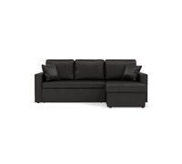 Cyrus - Canapé d'angle réversible 4 places - convertible avec coffre - en simili - Noir