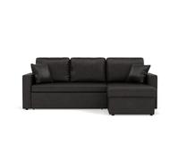 Cyrus - Canapé d'angle réversible 4 places - convertible avec coffre - en simili - Noir