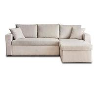 Bestmobilier Canapé d'angle Cyrus convertible réversible avec coffre velours côtelé Beige 4 places