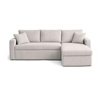 Best mobilier Canapé d'angle Cyrus réversible convertible avec coffre velours côtelé Gris clair