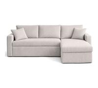 Best mobilier Canapé d'angle Cyrus réversible convertible avec coffre velours côtelé Gris clair