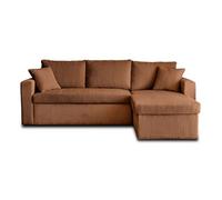 Bestmobilier - Canapé d'angle Convertible avec Coffre Réversible Cyrus en Velours Côtelé - Canapé Lit - Sofa Terracotta 4 Places - Angle Droit - ou Gauche - Salon