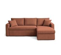 Best mobilier Canapé d'angle convertible Cyrus - coffre réversible velours côtelé Terracotta 4 places