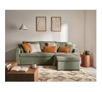 Bestmobilier - Canapé d'angle Convertible avec Coffre Réversible Cyrus en Velours Côtelé - Canapé Lit - Sofa Vert 4 Places - Angle Droit - ou Gauche - Salon