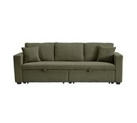 Cyrus - Canapé droit 3 places convertible en velours côtelé - Vert