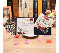 CYSKY Carte d'invitation de mariage 40 pcs Kit d'invitations de mariage découpé au laser avec papier imprimable vierge et enveloppes pour mariage, anniversaire, anniversaire (Bleu)