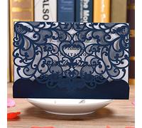 CYSKY Carte d'invitation de mariage 50 pièces Laser Cut Kit d'invitations de mariage avec papier imprimable vierge et enveloppes pour la remise des diplômes (Bleu)