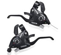 CYSKY Manettes de Vitesse 3x7 / 3x8 Vitesses VTT Vélo Frein Shifter, Levier de Vitesse Gauche Droite avec Indicateur de Vitesse et Câble de Frein pour Vélo de Montagne et de Route (3 x 7 Vitesses)