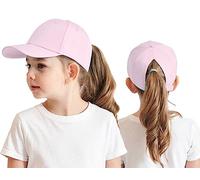 Cysocool Casquette de Baseball Fille 3-8 Ans Été Chapeau de Soleil Enfant Réglable Chapeau de Baseball en Queue de Cheval Visière de Golf Tennis Visière Junior Chapeau de Plage Cyclisme Pêche Course