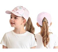 Cysocool Casquette de Baseball Fille 3-8 Ans Été Chapeau de Soleil Enfant Réglable Chapeau de Baseball en Queue de Cheval Visière de Golf Tennis Visière Junior Chapeau de Plage Cyclisme Pêche Course