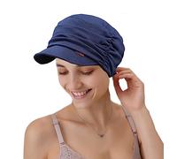 Cysocool Casquette de baseball souple en bambou pour femme - Chapeau de chimio à visière pour perte de cheveux - Turbans de chimio - Bonnet souple, noir foncé, Taille unique