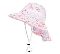 Cysocool Chapeau de soleil à large bord pour enfants de 4 à 13 ans - Chapeau de soleil en maille anti-UV avec sangle - Chapeau d'été UPF 50+