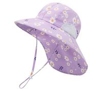 Cysocool Chapeau d'enfant à large bord avec rabat de nuque 4-13 ans - Chapeau de soleil pour filles avec queue de cheval - Chapeau de soleil pour garçons en maille - Chapeau anti UV avec protection de