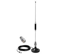 CYSSJF Antenne CB (27 MHz, Ht 67cm) Longue Portée | Compatible avec CiBi Président, Midland, Uniden | avec Socle Magnétique(Ø95 mm), Câble RG58 (5 m, 50 Ω), Fiche PL259 et Adaptateur (UHF vers BNC)