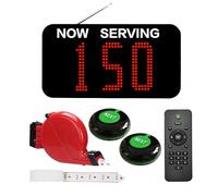 CYSSJF Gestion File d'Attente 3 Chiffres, Système d'Appel Client, Kit de Gestion de File d'Attente Complet, Teleavertisseur Restaurant Écran avec Radiocommande et Distributeur de Tickets