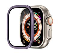 CYSUE Protection d'écran en verre trempé pour Apple Watch Ultra 2 49 mm, film HD anti-rayures, pare-chocs en métal, accessoire pour iWatch Ultra 49 mm(Purple)