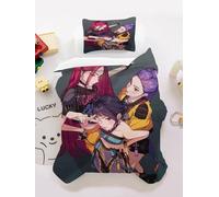 CYSYLQW K-Pop：Demon Hunters Parure de lit avec taie d'oreiller, 100% microfibre, housse de couette imprimée numérique 3D universelle pour enfants et adultes (90 x 200 cm, 4)