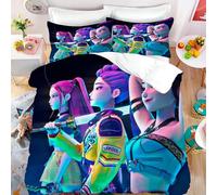 CYSYLQW K-Pop:Demon Hunters Parure de lit avec taie d'oreiller, 100 % microfibre, impression numérique 3D, housse de couette général, pour enfants et adultes (140 x 210 cm, 3)