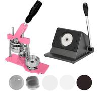 CYTBEK Kit de Fabricant de Badges Professionnels et de réfrigérateur - 2,28 ″ Appuyez sur Machine, DIY Metal Button Ensemble avec Coupe-Papier et 100pcs Pink