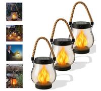 Cytbek Solar Lantern Lights Outdoor - 4pcs Flicking Flame LED, Lanternes suspendues imperméables pour patio, jardin, camping 3pcs