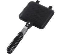 CYTGOUPER Appareil à croque-monsieur anti-adhésif pour camping avec bon transfert de chaleur, petite poêle à frire double face pour camping, en alliage d'aluminium, avec poignée confortable pour