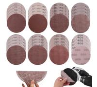 CYUaoao 40 Pièces Treillis Feuilles Abrasive Ø 150mm, 60/80/120/150/180/240/320/400 Grain, Autoadhésifs Grains, Papier Abrasif pour Ponçage, Peinture bois Métal