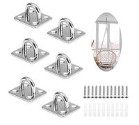 CYUaoao 6 Pcs M5 Plaques à Oeil Acier Inoxydable 304 Plaque Oculaire Oblongue à 4 Trous Crochets Mural à Visser Plaque Oeillet pour Hamac Yacht Lustre Moustiquaire avec Vis et Tube Expansion