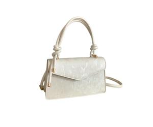 CYUCHENC Sac Femme Petit Carré Rétro Tendance, Polyvalent, Style Étranger, Simple, Texture Décontractée, Épaule Unique-Blanc
