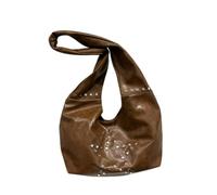 CYUCHENC Sac Femme Rivets Rétro, À La Mode, Polyvalent, Simple, Décontracté, Style Étranger, Bandoulière De Grande Capacité-Marron