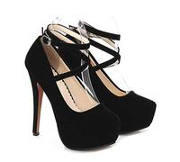 CYwinterB Talons Hauts Sexy en Daim Talon Aiguille Plate-Forme Pompe élégant Bout Rond Bretelles à la Cheville Talons Hauts Chaussures de mariée Chaussures habillées Chaussures pour Femmes 35-46