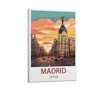 CYYHGEE Poster de voyage vintage Madrid Espagne 30 x 45 cm Décoration murale pour salon