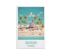 CYYHGEE Poster vintage sur toile de Miami Florida Beach - Décoration murale d'intérieur - 30 x 45 cm