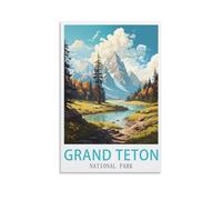 CYYHGEE Poster vintage sur toile représentant le parc national du Grand Teton - Décoration murale d'intérieur - 30 x 45 cm