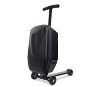 CyyKcc Valise scooter pour enfants, bagage de vélo de voyage 2 en 1, valise à main pliable sur 3 roues, noire