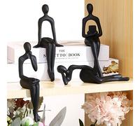 CYYKDA Lot de 4 Statues de penseur Noires pour décoration d'étagère - Décorez Votre Maison, Votre Bureau ou Votre étagère avec des Sculptures d'art abstraites - Cadeau pour Anniversaire, Noël,