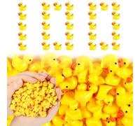 CYZBL 100 Pieces Mini Canards en Résine Polyvalent Set, Petits Forme et Vive Réaliste Little Duck Ornements pour Bricolage, Miniatures Figurines de Canard pour Maisons de Poupées (Jaune) (Jaune)