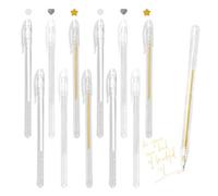 CYZBL 12 Pièces Flash Gel Encre Stylos Set, Stylo Gel Doré pour Peinture, Stylo Gel Doré à Pointe Fine de 0.8 mm, Surligneur Blanc pour Peinture, Feutre à Dessin en Papier Noir