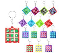 CYZBL 16Pcs Porte-Clés Tic Toe Tac de Couleurs Assorties, Mini Jouets Pendentif Jeu Tic Toe Tac Éducatifs, Cadeaux de Fête Porte-Clés en Plastique pour Garçon Sac à Dos Enfants de 8 à 12 Ans