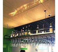 CZAOERXB Casier à vin avec Support de Verre, Barre de Suspension réglable, Support de Verre à vin au Plafond, Support de Bouteille Industriel en Fer métallique, étagères de Rangement pour é