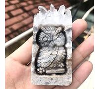 CZAOINCU Grappe de Cristaux de Quartz en Pierre Naturelle sculptée Hibou Pierres précieuses décoration de la Maison, Chouette grappe de Cristaux, Environ 70-90 mm Collecte à Domicile