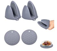CZAYEFNH 2PCS Gant de Cuisine épais en Silicone avec 2 Dessous de Plat, Gants Four Anti Chaleur Gant Cuisine, Mini Oven Gloves Maniques Cuisine, pour la Cuisson, la Cuisson, Les barbecues