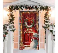 CZAYEFNH Bannières de Porte Noël Décoration，Banderole Extérieur Porche Banderole Joyeux Noël Bonhomme de Neige Rouge Décor Banderole à Suspendre Maison Décor Merry Christmas