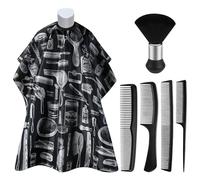 CZAYEFNH Cape de Coupe de Cheveux, Tissu De Coupe De Cheveux Blouse De Salon De Coiffure Cape De Coupe Tablier De Coiffure, avec Brosse Plumeau de Cou pour la Protection du Vêtement