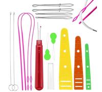 CZAYEFNH Ensemble de 15 Passants à Coudre - Aide à l'Enfilage, Enfile-Aiguille pour la Couture à la Main, Aiguille de Capture, Aiguille à Viande avec - Idéal pour Tous Les Projets de Couture