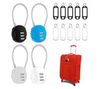 CZAYEFNH Lot de 4 Cadenas Code à 3 Chiffres, Cadenas à Bagages avec étiquette d'identification, Cadenas Valise Avion Petits Cadenas Cable Cadenas a Code Casier, pour Sac de Voyage Bagage Valise Casier