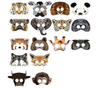 CZAYEFNH Masques d'animaux pour enfants - Lot de 16 masques en carton rigide - Tailles variées 12,7 à 24 cm - Design jungle safari - Idéal anniversaire, école, jeux déguisés