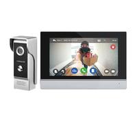 czceo Sonnette vidéo intelligente à écran tactile 7" avec HD 1080p, filaire à l'écran et WiFi pour accès à distance, contrôle par application Tuya, détection de mouvement et vision nocturne, design