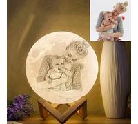 CZD Lampe Lune Personnalisée avec Photo 3D, 16 Couleurs Moon Lamp Personnalisé,Lampe Lune 3dveilleuse Lune,Lampe Lune 3D Personnalisé,Cadeau Personnalisable (16 Colors Remote,20CM)