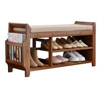 CZDANG 2 Tier Shoe Storage Bench with Cushion Seat, Bamboo Shoe Rack Bench with Drawers, Put on Shoes for Entryway Hallway Living Room(98.5 * 30 * 49.5cm)